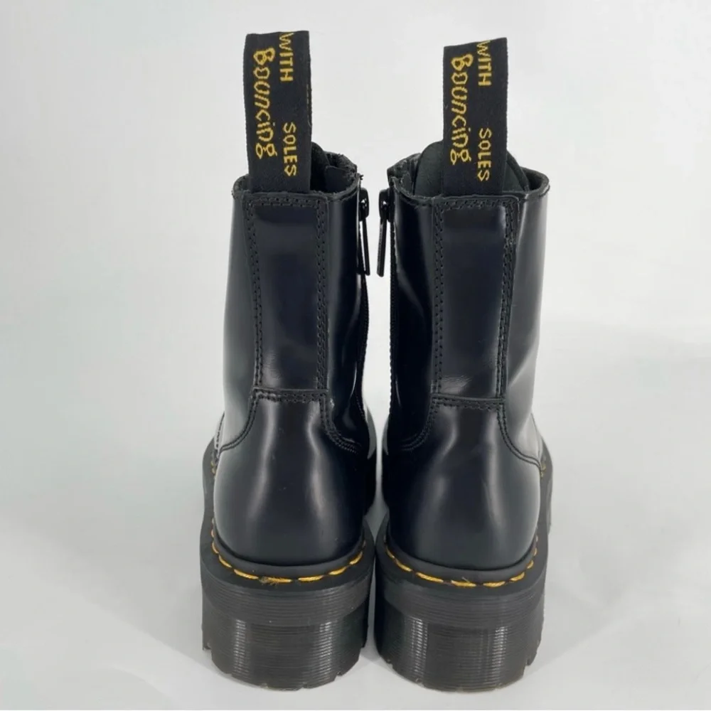 Dr. Martens Black Lace-Up Platform Boots with Yellow Stitching - Picture 4 of 5